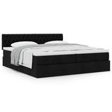 Cadre de lit ottoman avec matelas noir 180x200cm tissu