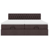 Cadre de lit ottoman avec matelas marron foncé 180x200 cm tissu