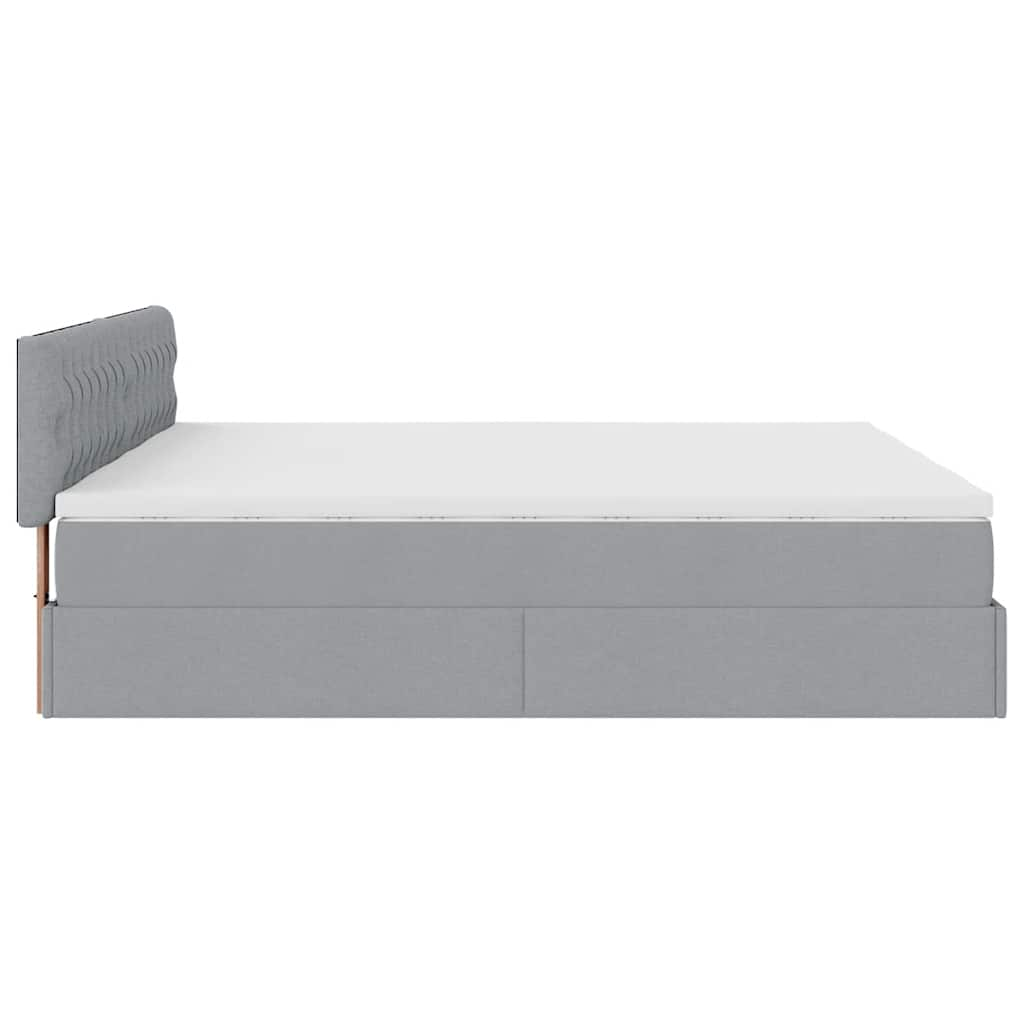 Cadre de lit ottoman et matelas gris clair 200x200cm tissu