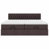 Cadre de lit ottoman avec matelas marron foncé 200x200 cm tissu