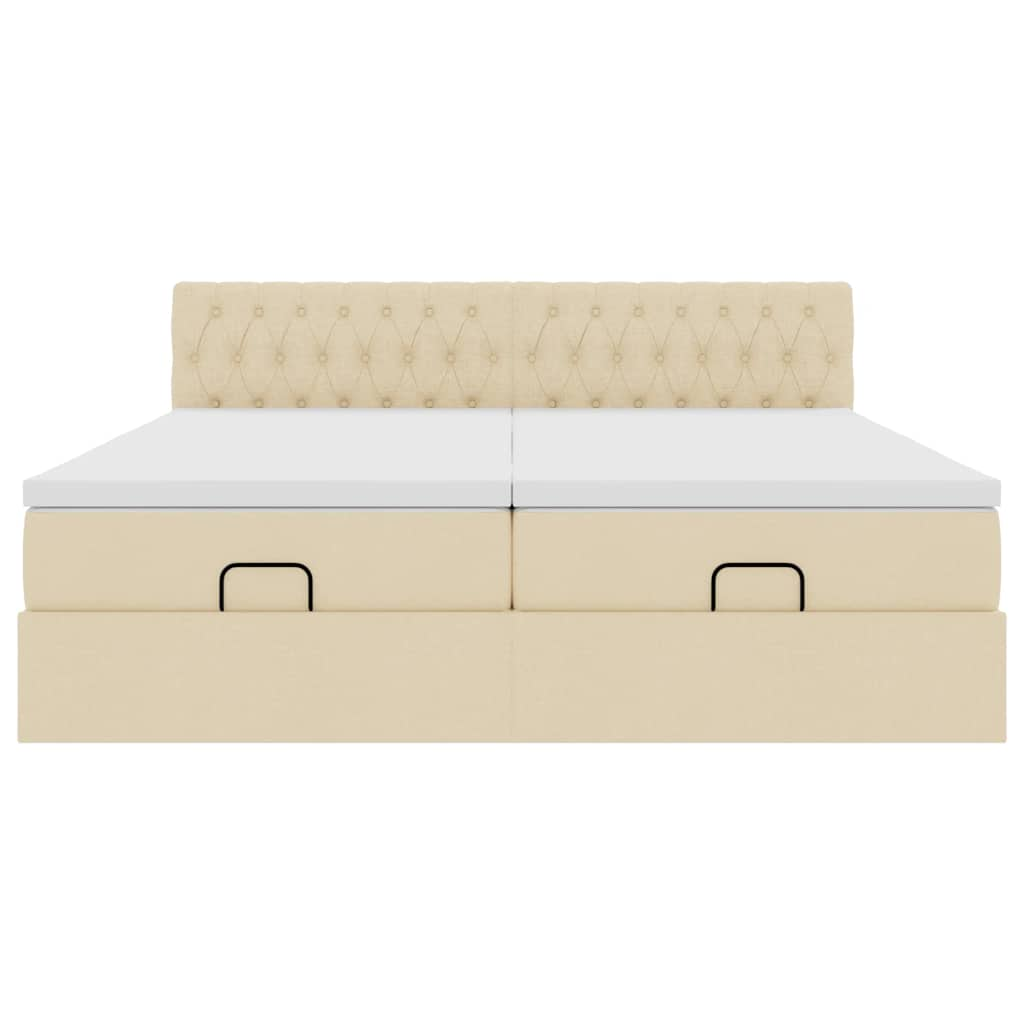 Cadre de lit ottoman avec matelas crème 200x200cm tissu