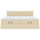 Cadre de lit ottoman avec matelas crème 200x200cm tissu