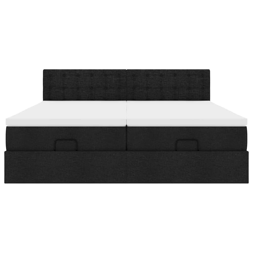 Cadre de lit ottoman avec matelas noir 160x200 cm tissu