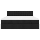 Cadre de lit ottoman avec matelas noir 160x200 cm tissu