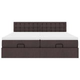 Cadre de lit ottoman avec matelas marron foncé 160x200 cm tissu