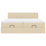 Cadre de lit ottoman avec matelas crème 160x200 cm tissu