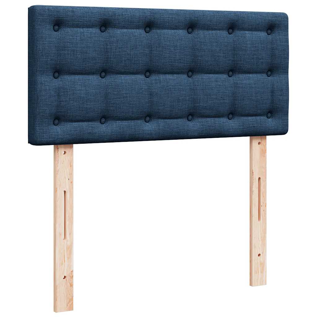 Cadre de lit ottoman avec matelas bleu 160x200 cm tissu