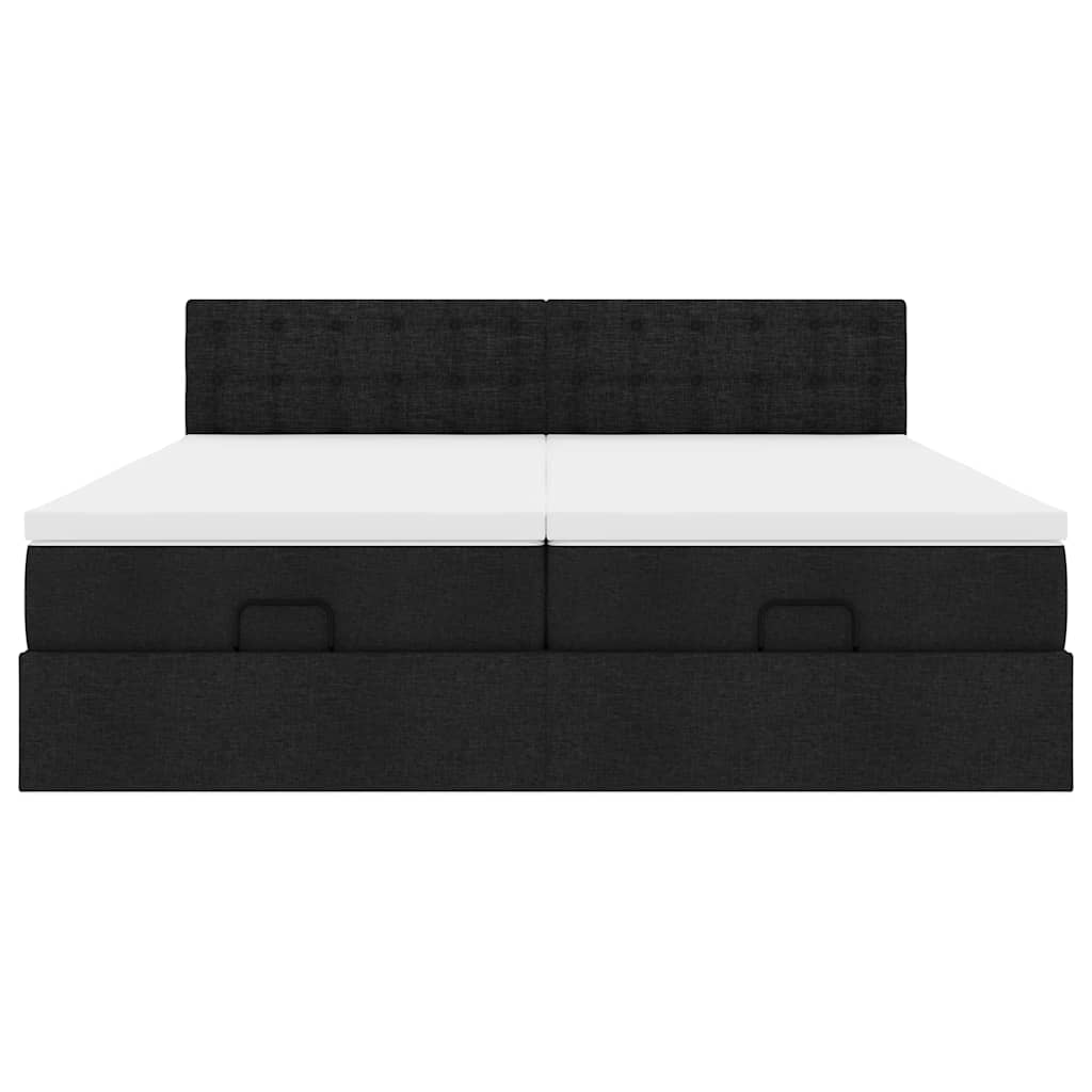 Cadre de lit ottoman avec matelas noir 180x200cm tissu