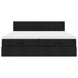 Cadre de lit ottoman avec matelas noir 180x200cm tissu