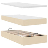 Cadre de lit ottoman avec matelas crème 180x200 cm tissu