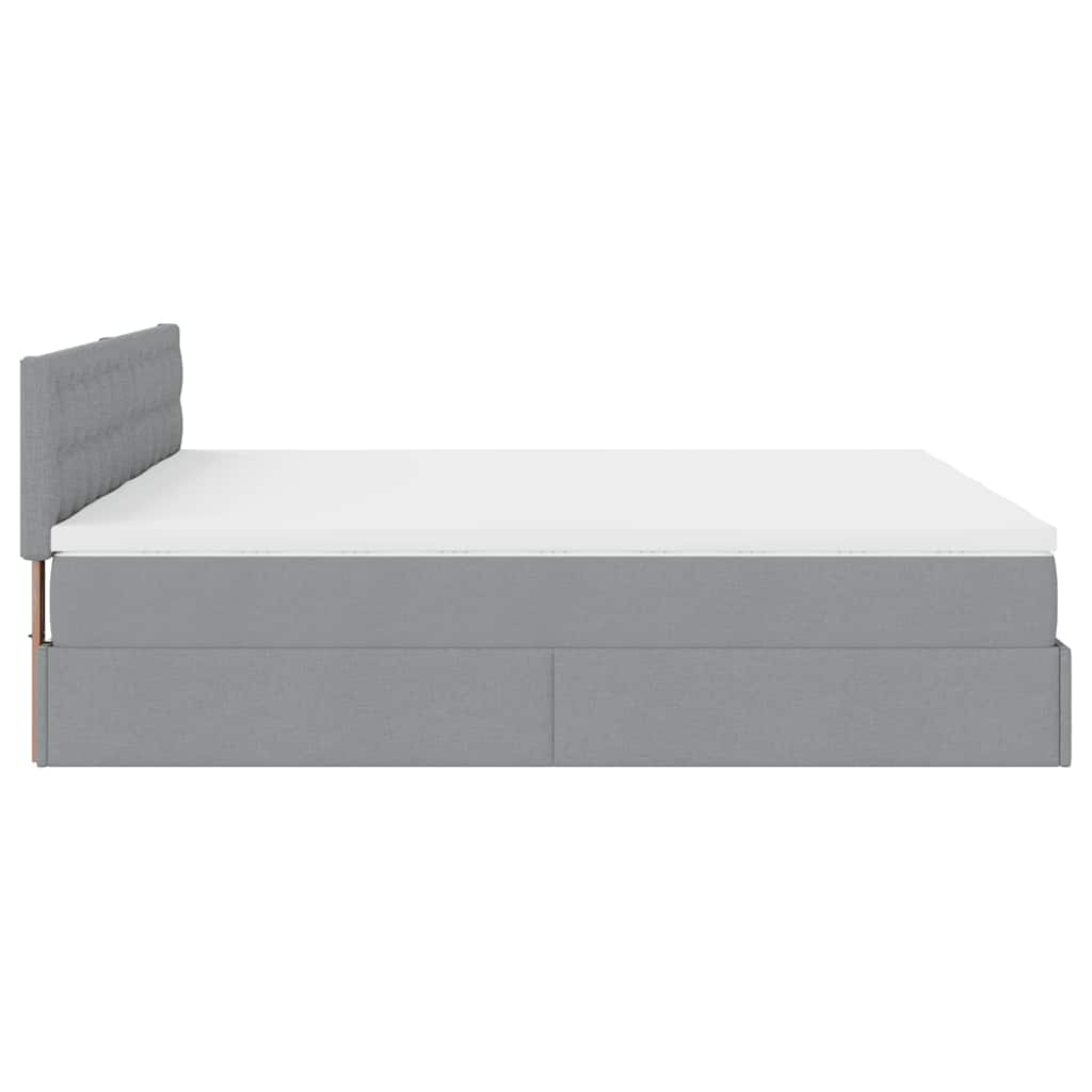 Cadre de lit ottoman et matelas gris clair 200x200cm tissu