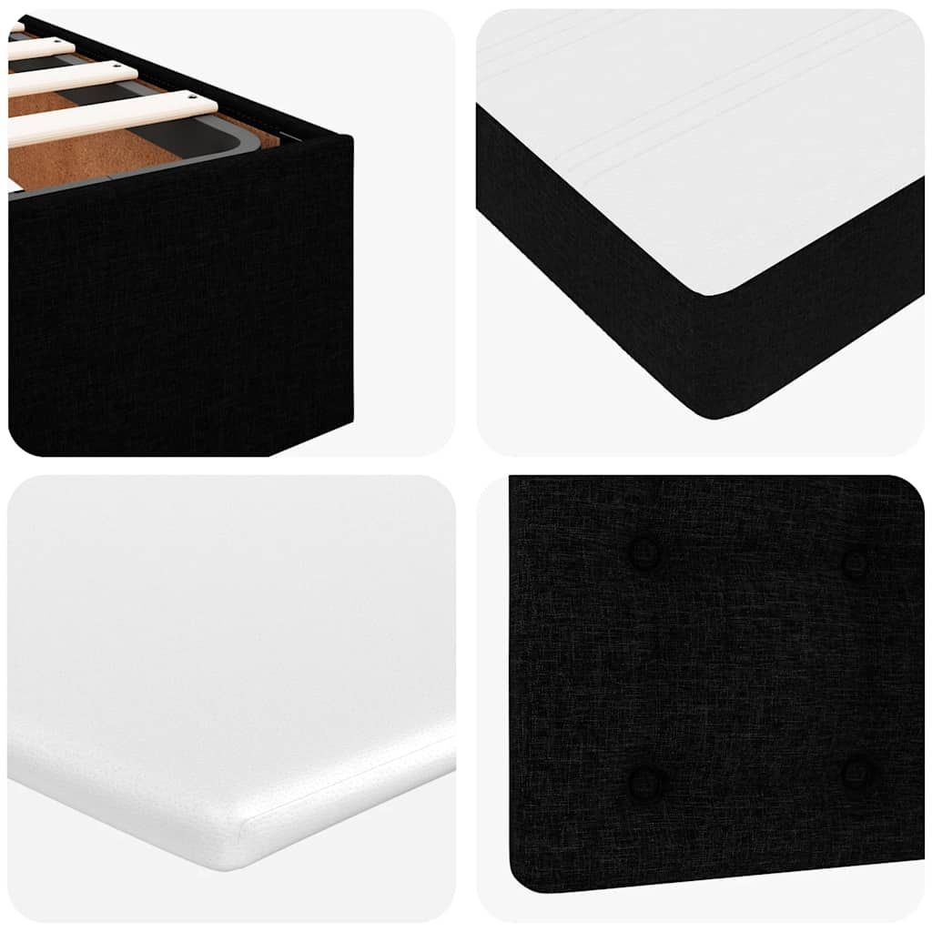 Cadre de lit ottoman avec matelas noir 200x200cm tissu