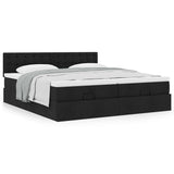 Cadre de lit ottoman avec matelas noir 200x200cm tissu