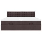 Cadre de lit ottoman avec matelas marron foncé 200x200 cm tissu