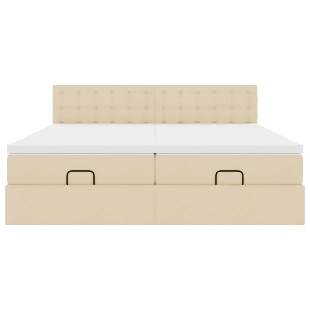 Cadre de lit ottoman avec matelas crème 200x200cm tissu