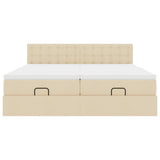 Cadre de lit ottoman avec matelas crème 200x200cm tissu