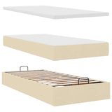 Cadre de lit ottoman avec matelas crème 200x200cm tissu