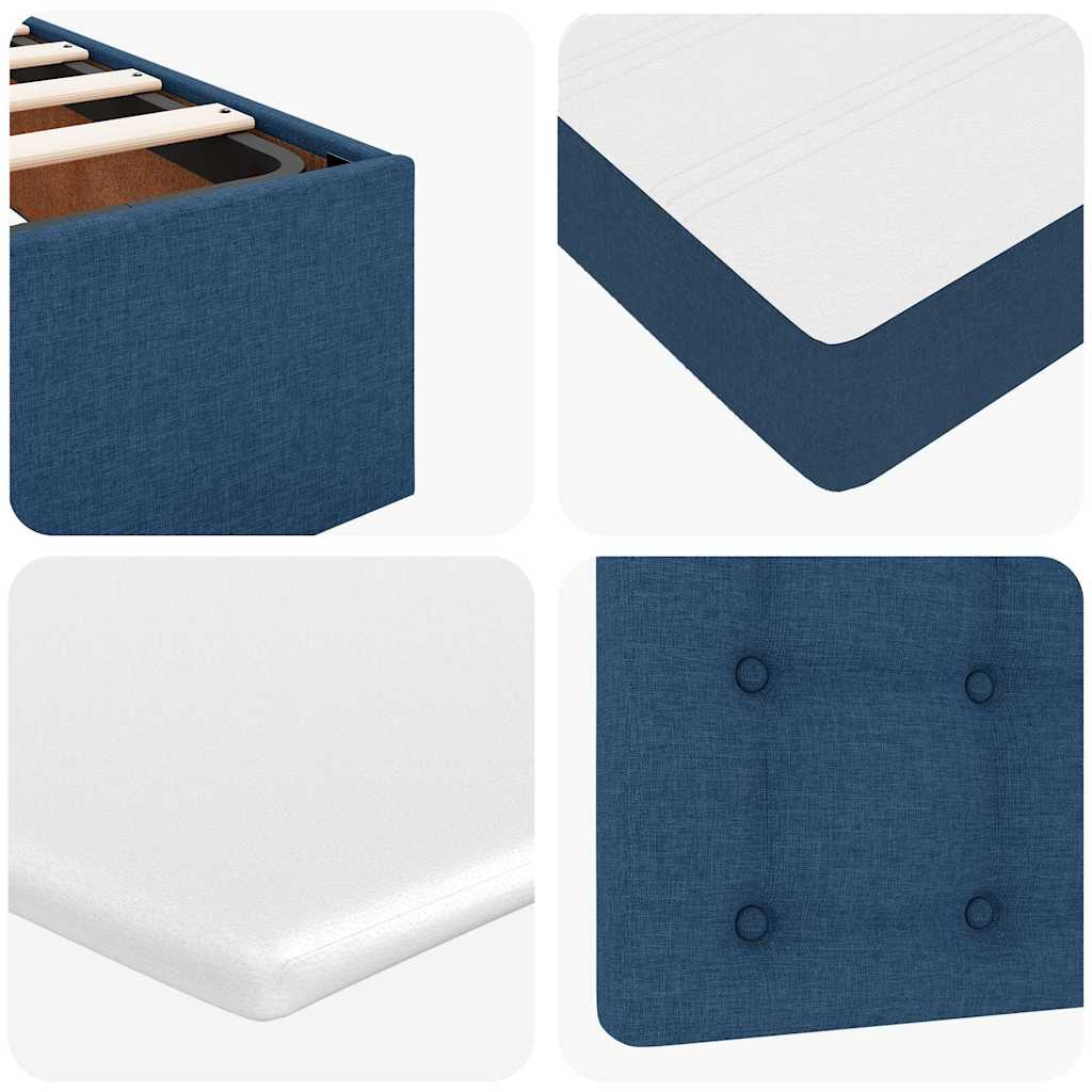 Cadre de lit ottoman avec matelas bleu 200x200cm tissu