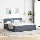 Cadre de lit ottoman avec matelas gris foncé 160x200cm velours