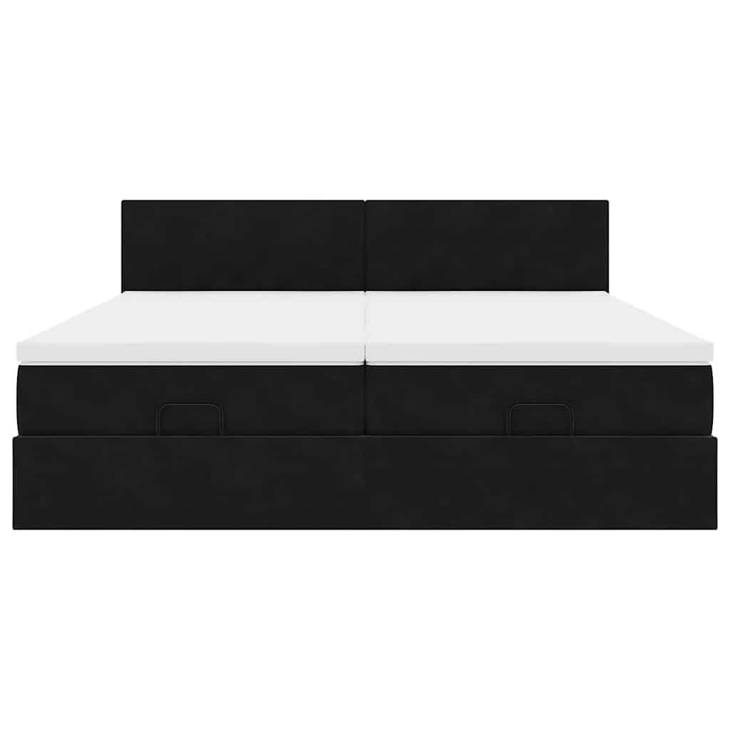 Cadre de lit ottoman avec matelas noir 160x200 cm velours