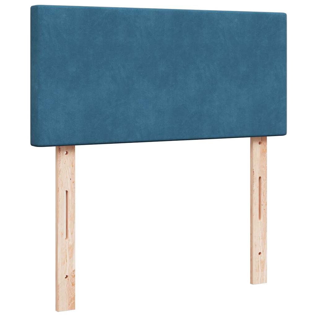 Cadre de lit ottoman avec matelas bleu foncé 160x200 cm velours