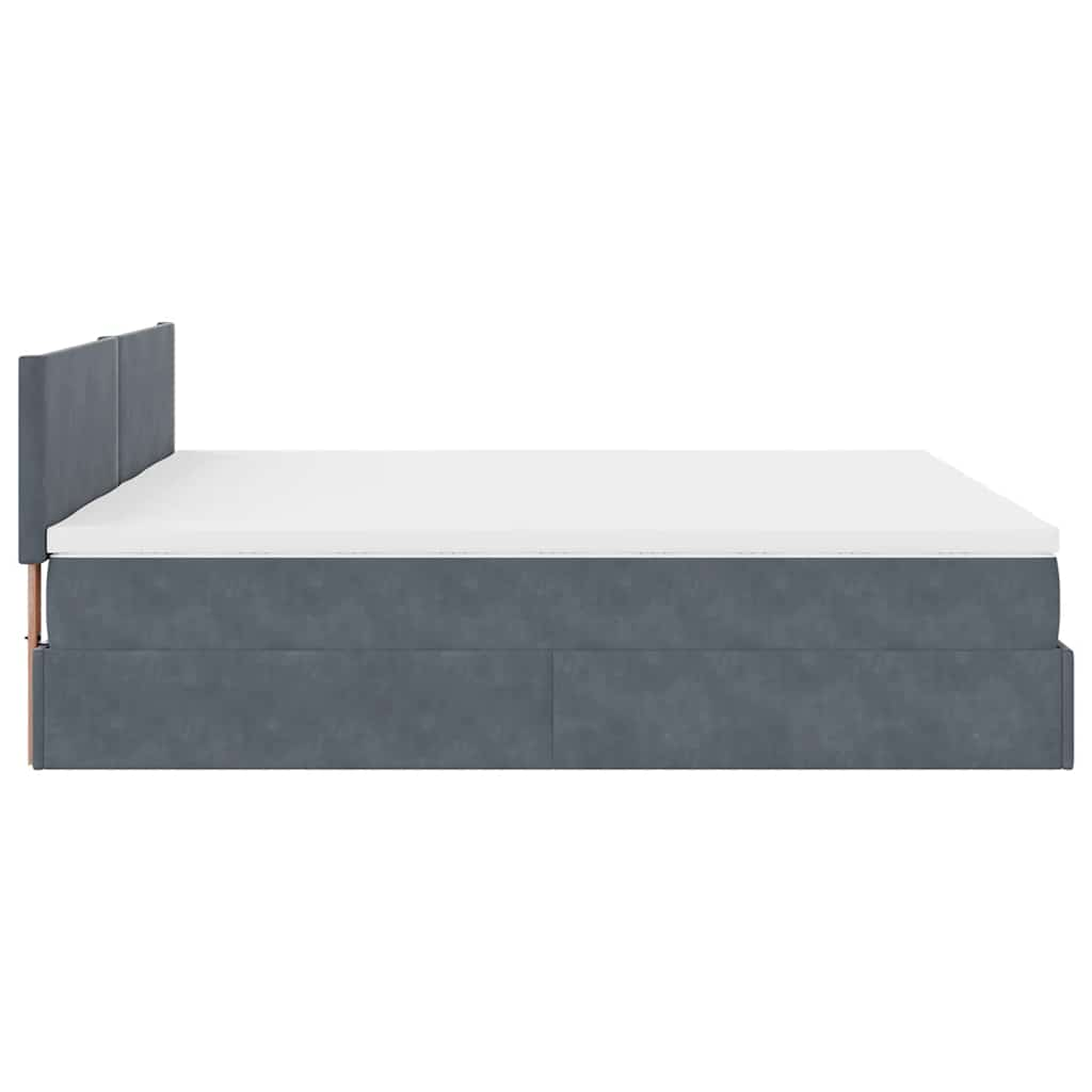 Cadre de lit ottoman avec matelas gris foncé 180x200cm velours