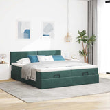 Cadre de lit ottoman avec matelas vert foncé 180x200cm velours