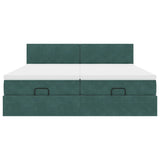 Cadre de lit ottoman avec matelas vert foncé 180x200cm velours