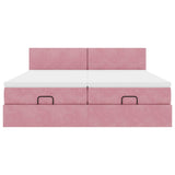 Cadre de lit ottoman avec matelas rose 180x200 cm velours