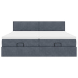 Cadre de lit ottoman avec matelas gris foncé 200x200 cm velours