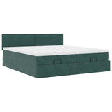 Cadre de lit ottoman avec matelas vert foncé 200x200 cm velours