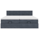 Cadre de lit ottoman avec matelas gris foncé 160x200cm velours