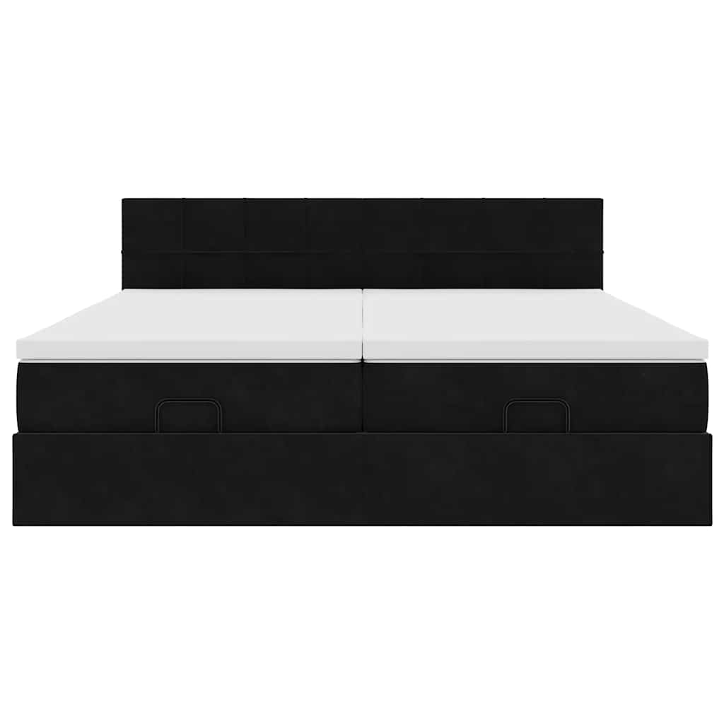 Cadre de lit ottoman avec matelas noir 160x200 cm velours