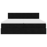 Cadre de lit ottoman avec matelas noir 160x200 cm velours