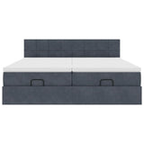 Cadre de lit ottoman avec matelas gris foncé 180x200cm velours