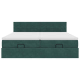 Cadre de lit ottoman avec matelas vert foncé 180x200cm velours