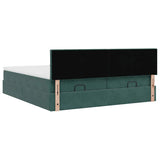 Cadre de lit ottoman avec matelas vert foncé 180x200cm velours