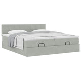 Cadre de lit ottoman avec matelas gris clair 200x200 cm velours