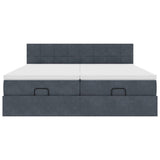 Cadre de lit ottoman avec matelas gris foncé 200x200 cm velours