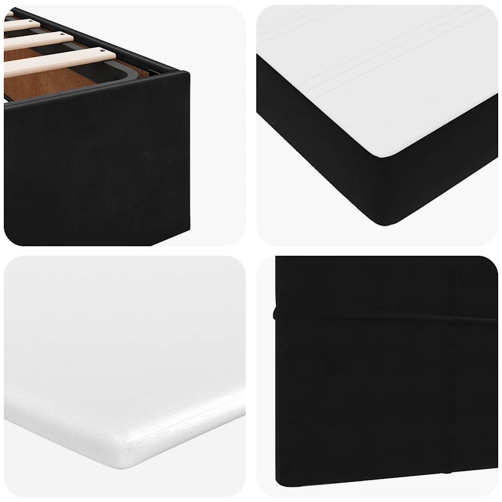 Cadre de lit ottoman avec matelas noir 200x200cm velours