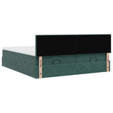 Cadre de lit ottoman avec matelas vert foncé 200x200 cm velours