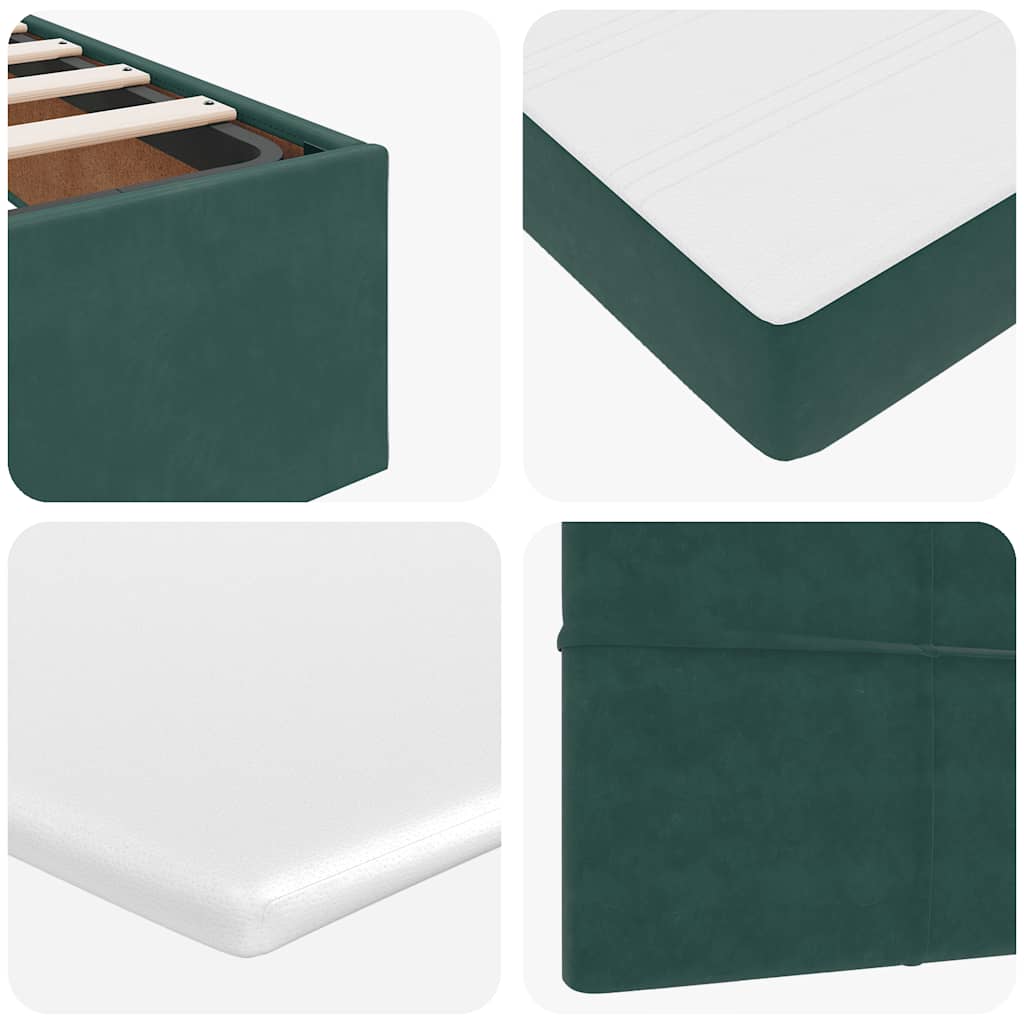 Cadre de lit ottoman avec matelas vert foncé 200x200 cm velours