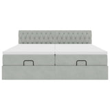 Cadre de lit ottoman et matelas gris clair 160x200cm velours