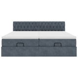 Cadre de lit ottoman avec matelas gris foncé 160x200cm velours