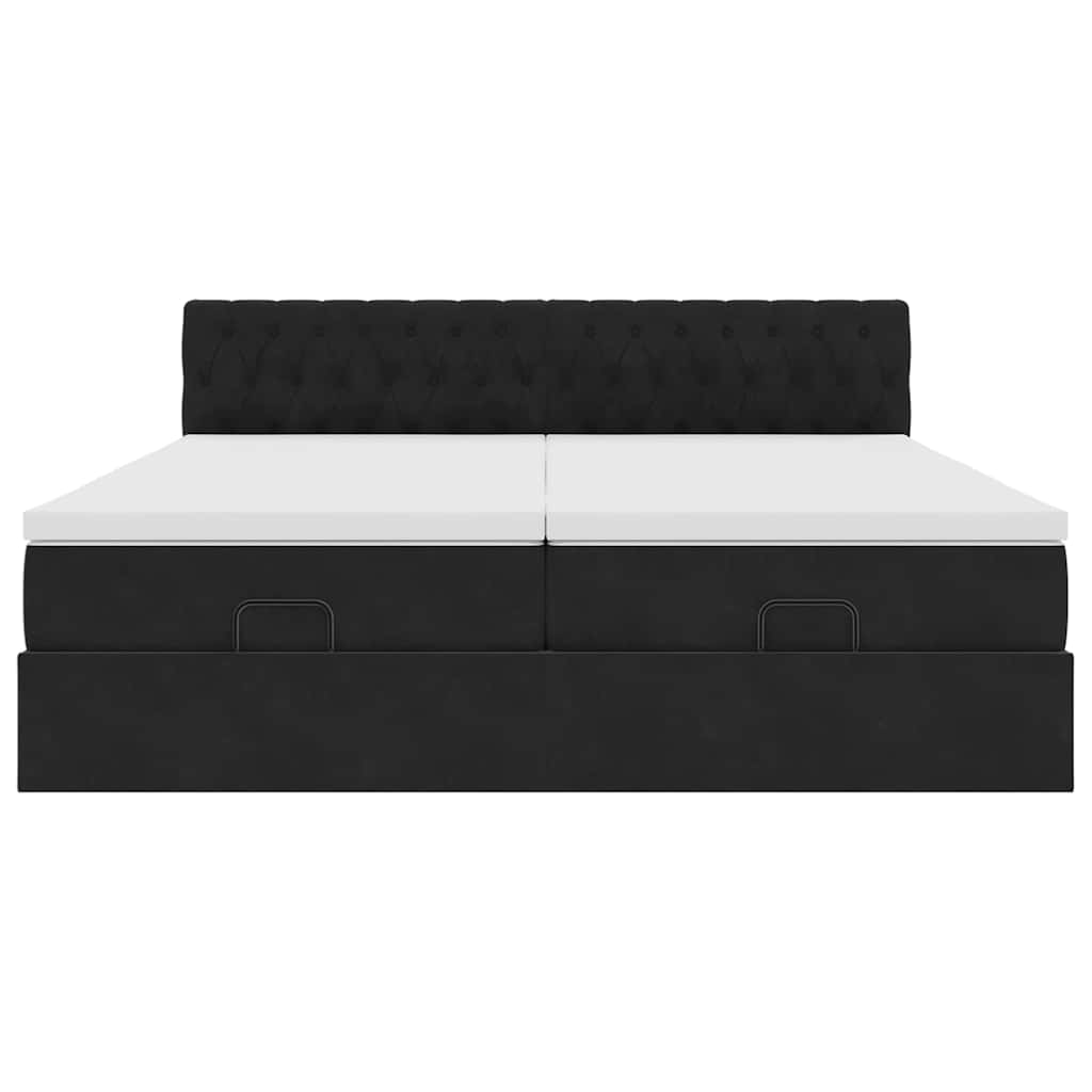 Cadre de lit ottoman avec matelas noir 160x200 cm velours