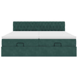 Cadre de lit ottoman avec matelas vert foncé 160x200 cm velours