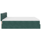 Cadre de lit ottoman avec matelas vert foncé 160x200 cm velours