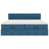 Cadre de lit ottoman avec matelas bleu foncé 160x200 cm velours