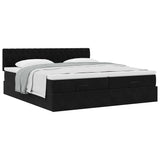 Cadre de lit ottoman avec matelas noir 180x200cm velours