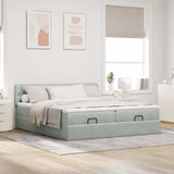 Cadre de lit ottoman avec matelas gris clair 200x200 cm velours